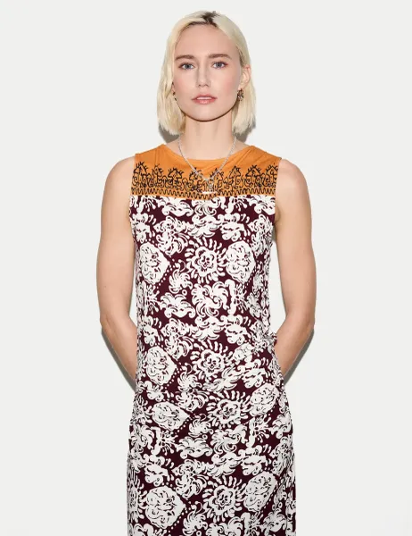 Jigsaw Jersey Batik Top Burgundy Mix