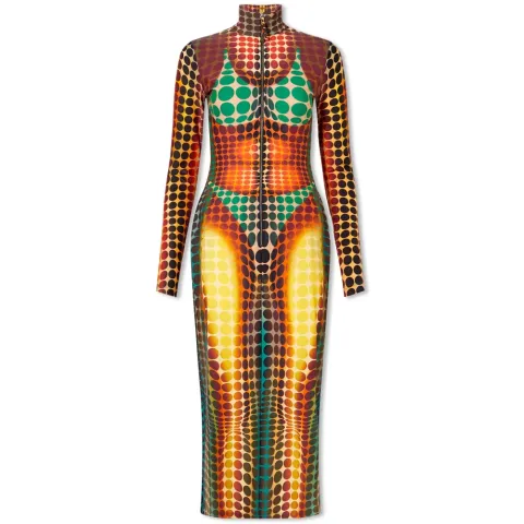 Cyber Print High Neck Dress