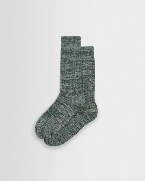 Sandwell - Ecru and Green Twisted Cotton Socks