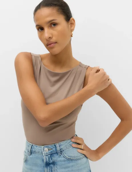 Marks & Spencer Slash Neck Vest Bodysuit Neutral