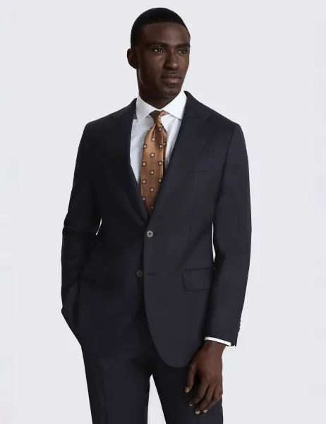 Moss Tailored Fit Pure Wool Twill Suit Jacket Navy