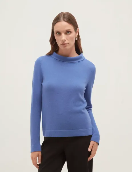 Hobbs Merino Wool Rich Jumper with Cashmere Blue