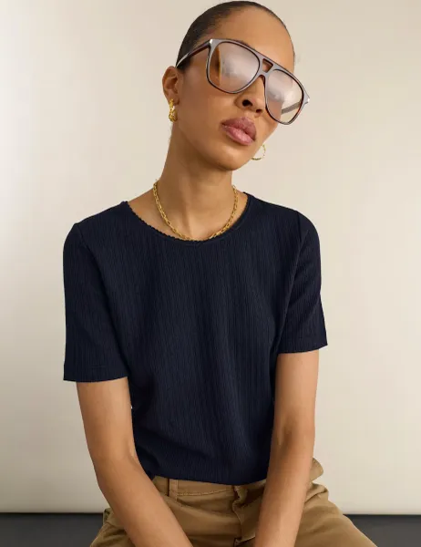 BAUKJEN Jersey Pointelle Ribbed T-Shirt