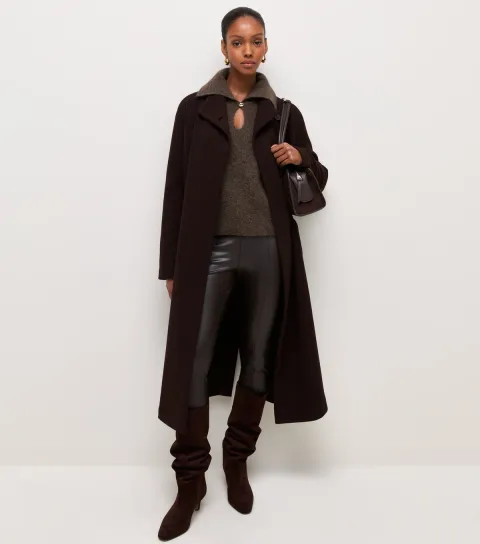 Women's Dark Brown High Waist Faux Leather Leggings
