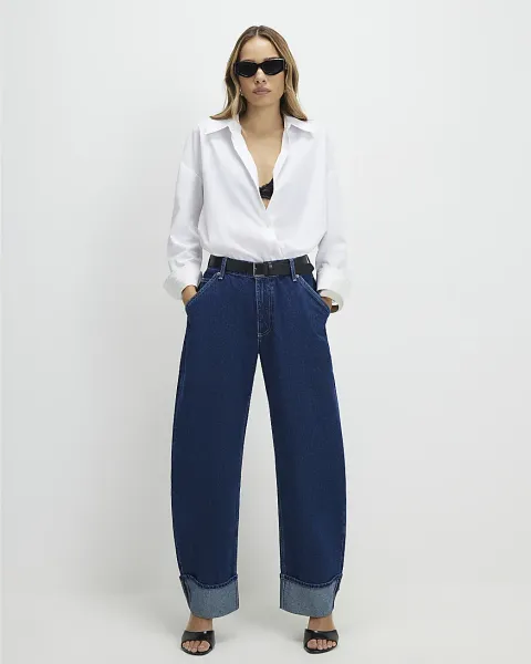 River Island Turn Up Cuff Barrel Leg Jeans