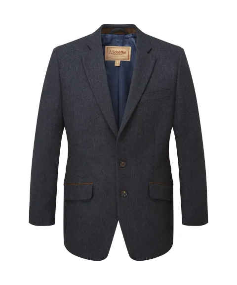 Schöffel Country St Andrews Tweed Sports Jacket - Dark Navy Herringbone Tweed