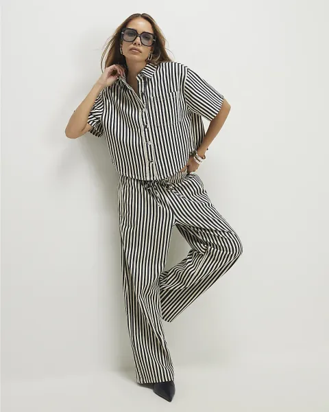 River Island Denim Striped Boxy Fit Shirt