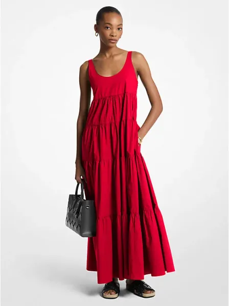 Michael Kors Stretch Cotton Tiered Dress