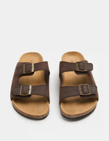 Marks & Spencer Leather Slip-On Sandals Chocolate