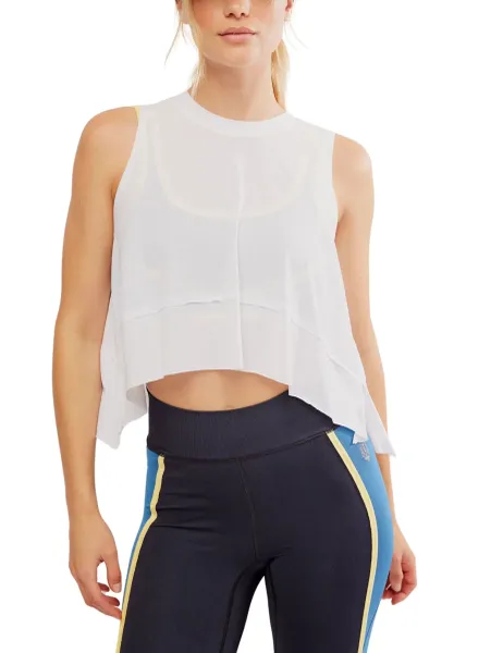 Tempo Crew Neck Relaxed Crop Vest Top White