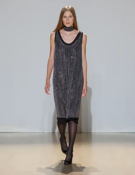Marks & Spencer Embellished Scoop Neck Shift Midi Dress Black