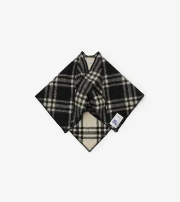 Check Wool Scarf Capelet in Black