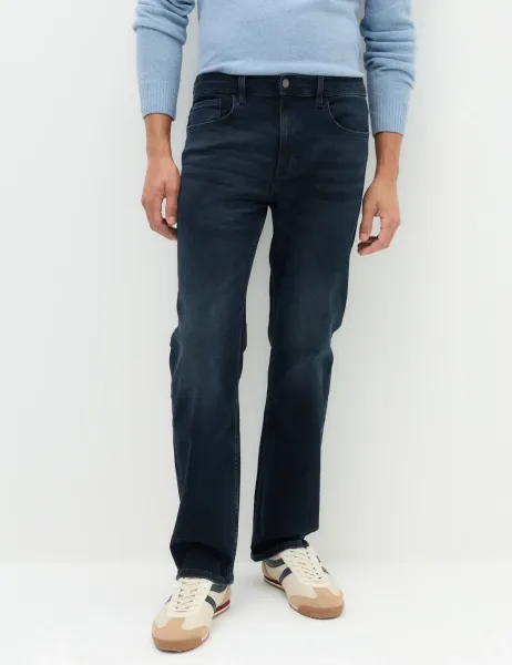 Marks & Spencer Straight Fit Textured Comfort Stretch Jeans Blue/Black