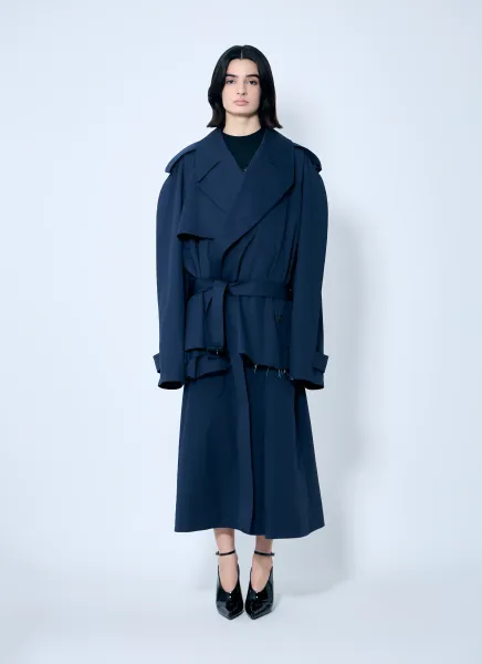 Cropped Distressed Hem Trench Coat