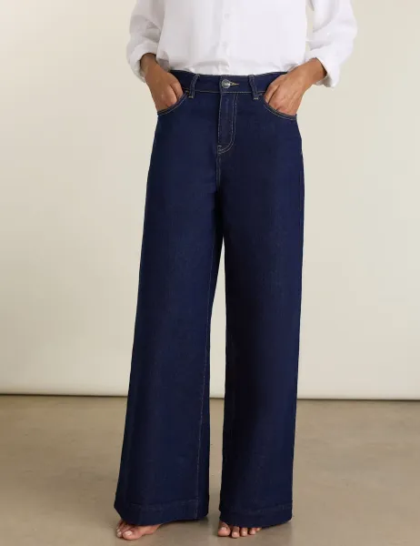 BAUKJEN High Waisted Palazzo Jeans Blue