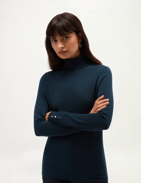 Hobbs Pure Merino Wool Roll Neck Jumper Blue