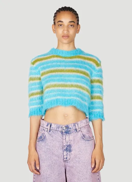 Striped Mohair Crop Sweater
