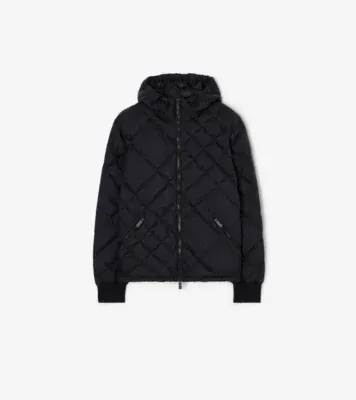 Check-stitch Nylon Doversgreen Puffer Jacket in Navy