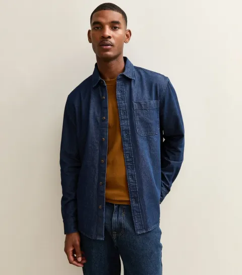Men's Indigo Relaxed Long Sleeve Denim Overshirt