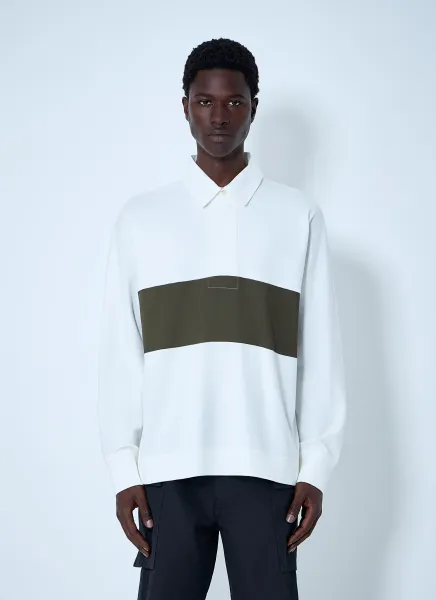 Panelled Long Sleeve Polo Shirt