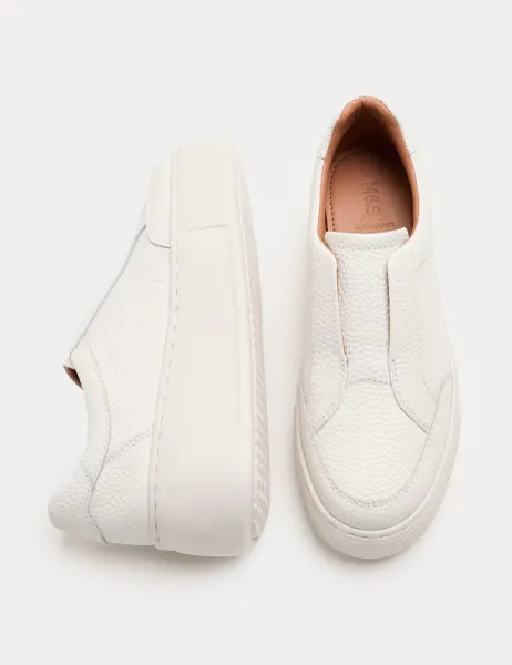 Marks & Spencer Leather Slip On Platform Trainers White