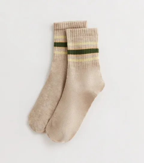 Light Brown Stripe Tube Socks