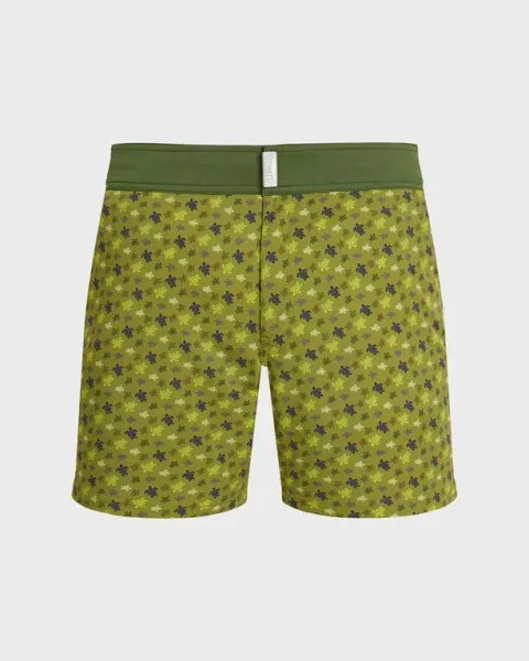 Vilebrequin Men Stretch Short Flat Belt Swim Shorts Micro Ronde Des Tortues