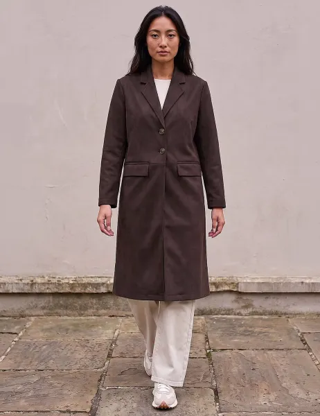 Roman Petite Faux Suede Jacket Dark Brown