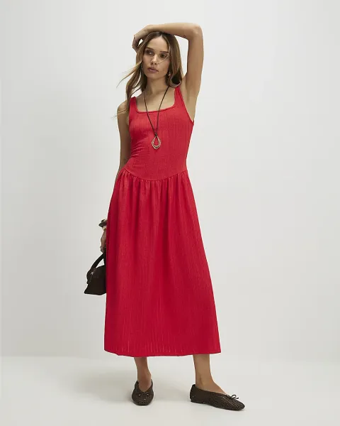 River Island Textured Midi Dress