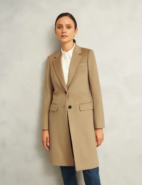 Hobbs Pure Wool Single Breasted Tailored Coat Beige