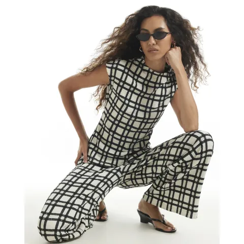 River Island Check Textured Top