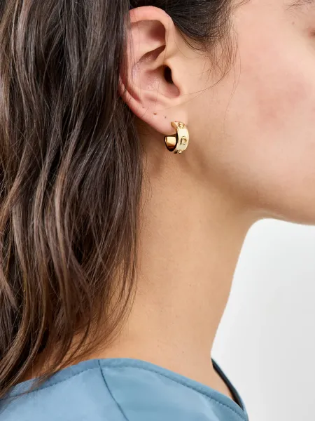 Coach Enamel Pegged C Hoop Earrings