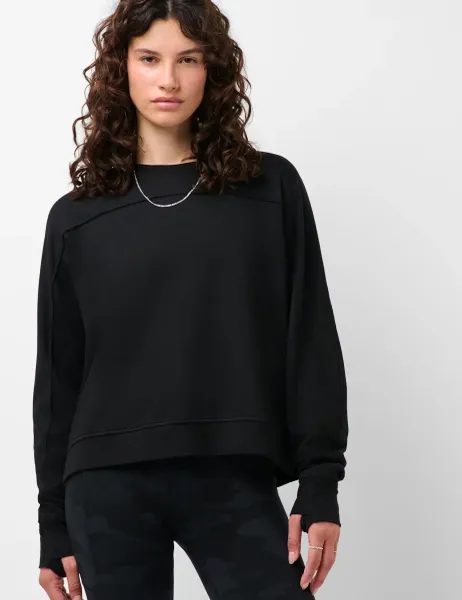Sweaty Betty After Class Longline Round Neck Sweatshirt Black