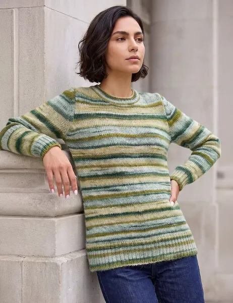 Roman Space Dyed Crew Neck Jumper with Wool Emerald