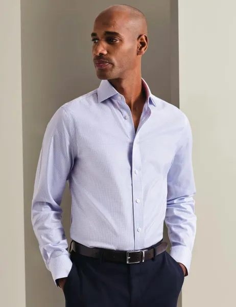 Charles Tyrwhitt Slim Fit Non Iron Pure Cotton Check Shirt Cornflower