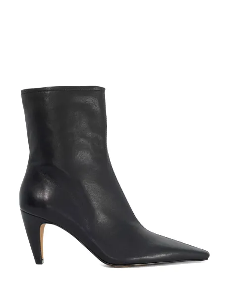Dune London Leather Stiletto Heel Pointed Ankle Boots Black