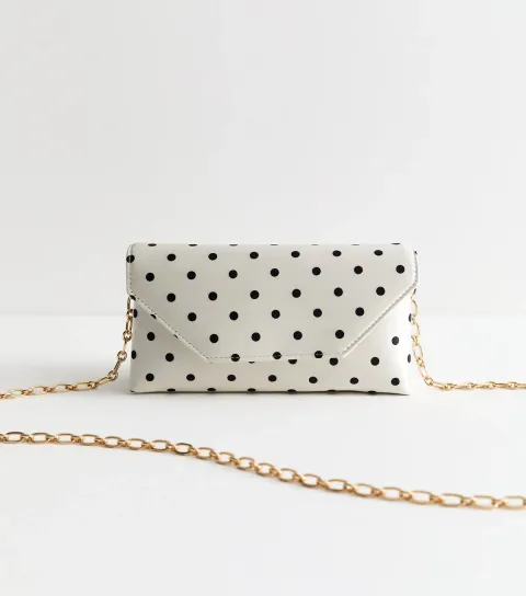 Black Polka Dot Envelope Clutch Bag