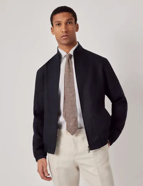 Hawes & Curtis Pure Linen Bomber Jacket Navy