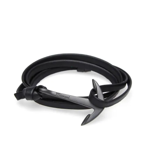 Black Anchor Leather Bracelet