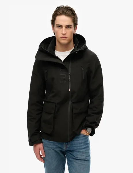 Superdry & Co Embroidered Hooded Ultimate Windbreaker Coat Black