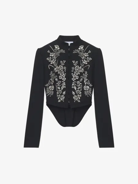 Floral Embroidery Cropped Jacket