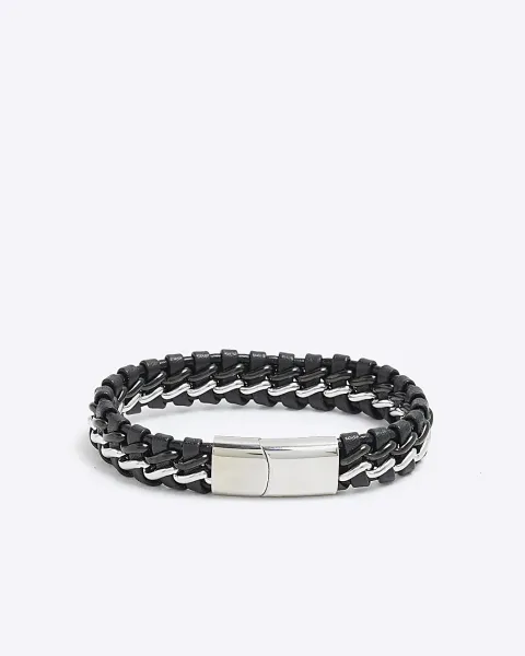 River Island Steel Fabric Bracelet