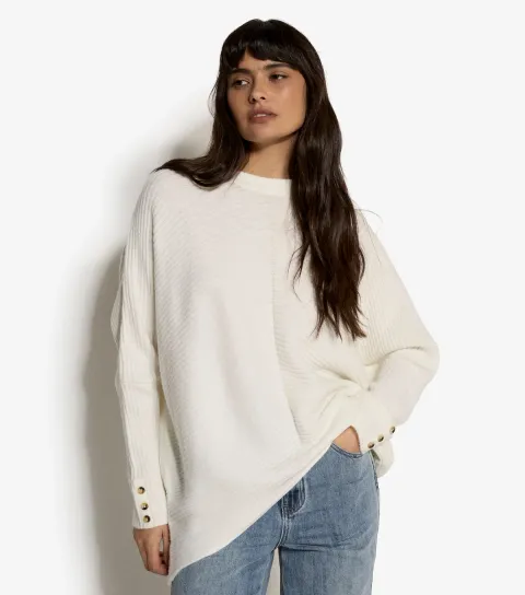 Apricot Women's Cream Chevron Knit Oversized Jumper