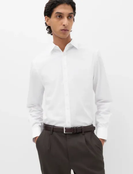Marks & Spencer Slim Fit Easy Iron Cotton Blend Shirt White