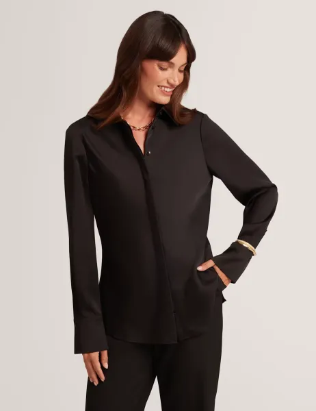 Ted Baker Satin Collared Shirt Black