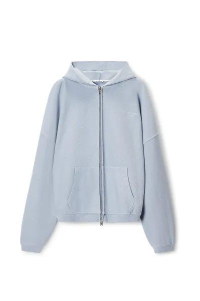 Crystal hotfix oversized zip-up hoodie