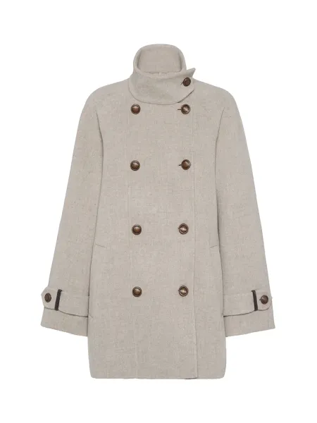Women Hand-crafted pea coat caban jacket Cool beige