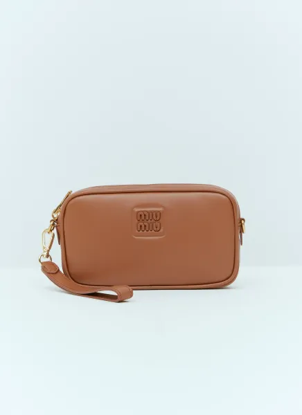 Embossed Logo Leather Pouch