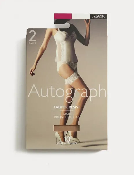 Autograph 2 Pack 10 Denier Ladder Resist Matt Hold-Ups Ivory