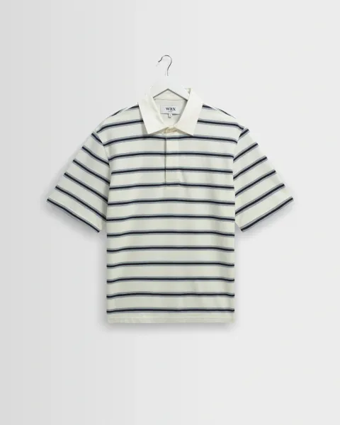 Redman - Ecru Textured Stripe Organic Cotton Polo Shirt